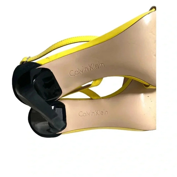 CALVIN KLEIN |Narella Yellow/White/Black Patent & Suede Stiletto Heels Size 7.5M - Picture 9 of 10